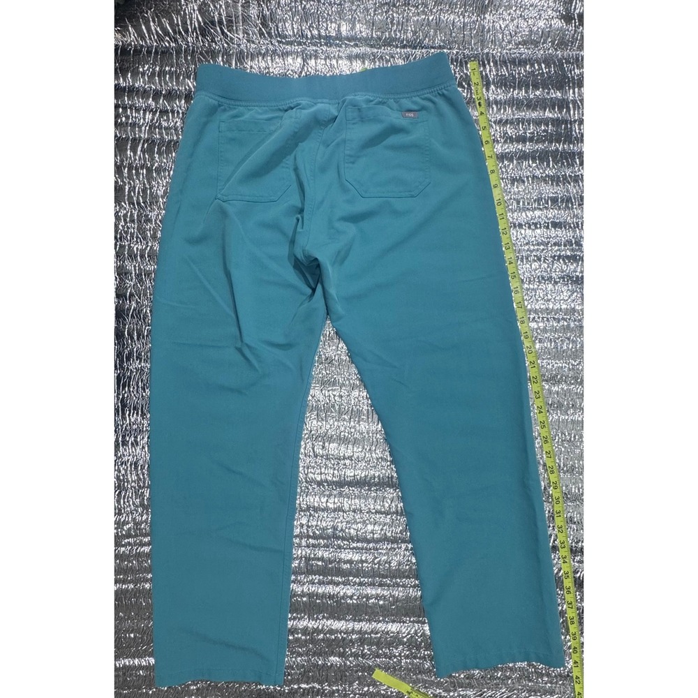 Figs Technical Collection Livingston Scrub Pants Teal Blue Neon Drawstring L